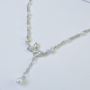 Y2K Silver butterfly necklace